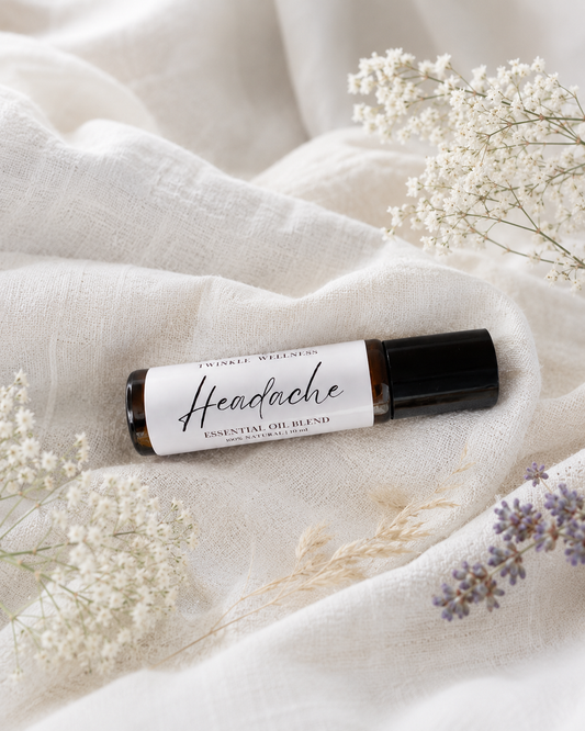 Aromatherapy roll on with peppermint, lavender essentia oils.