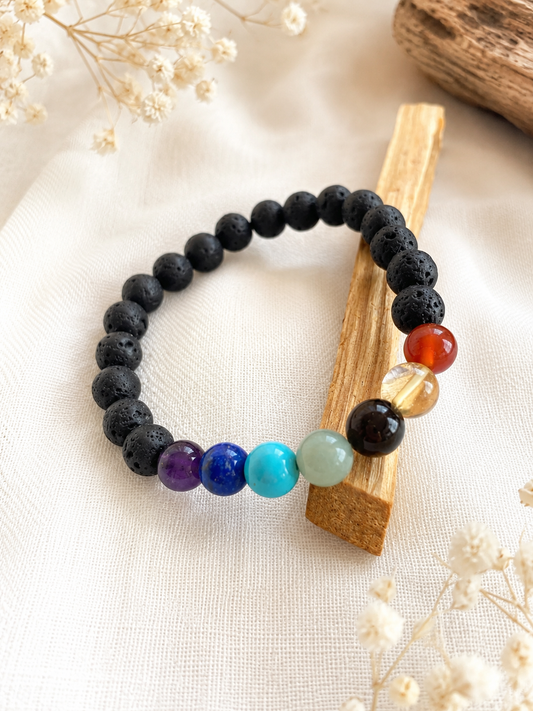 Chakra Lava Bead Bracelet – 8mm Aromatherapy Bracelet